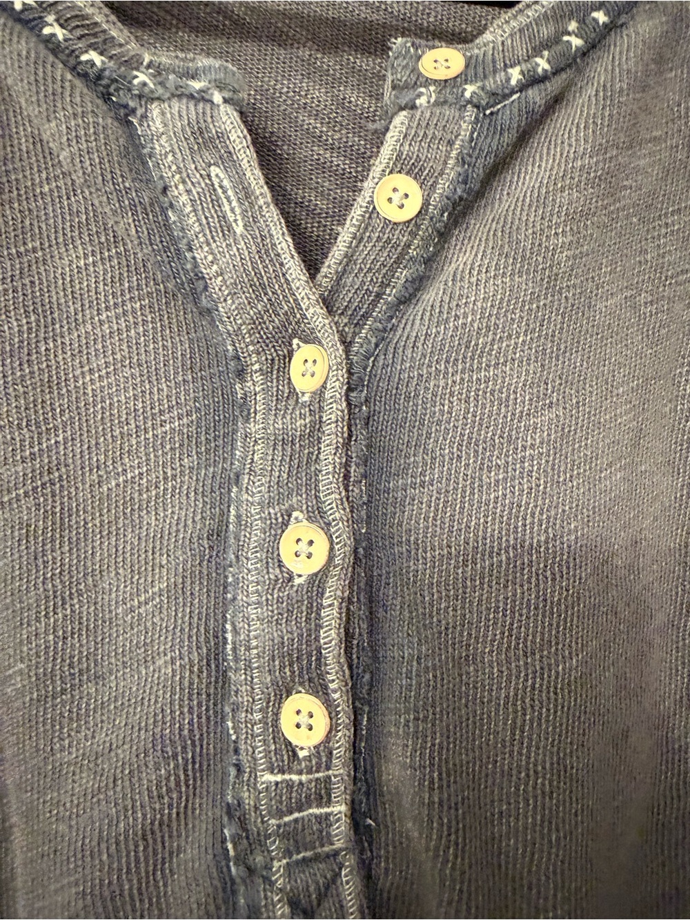 Free People Washed Green Long-Sleeve Henley Top - Picture 6 of 8